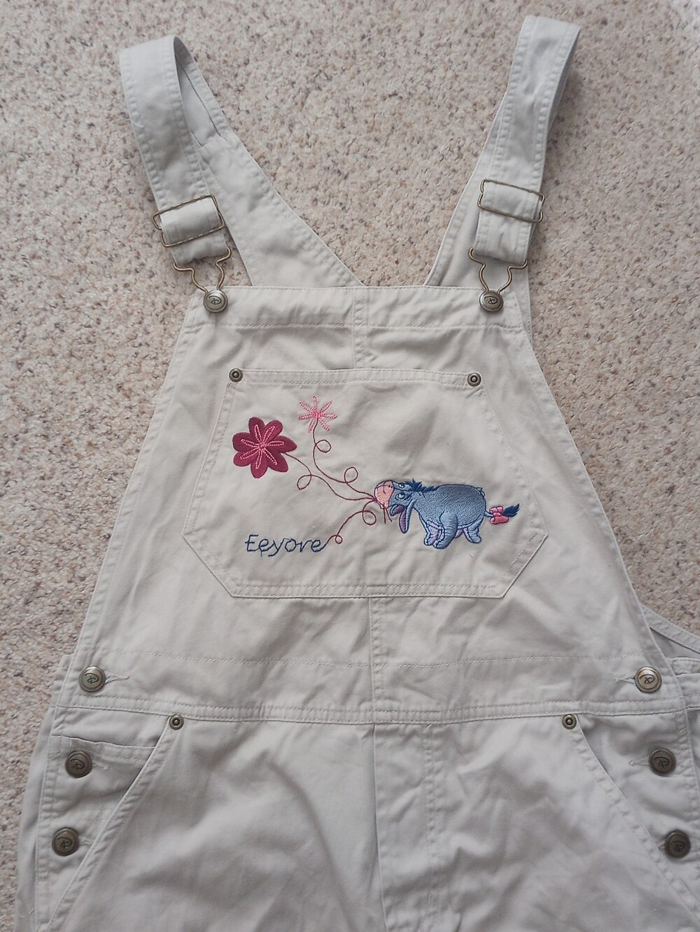 Disney Eeyore Tan Overalls Size Medium